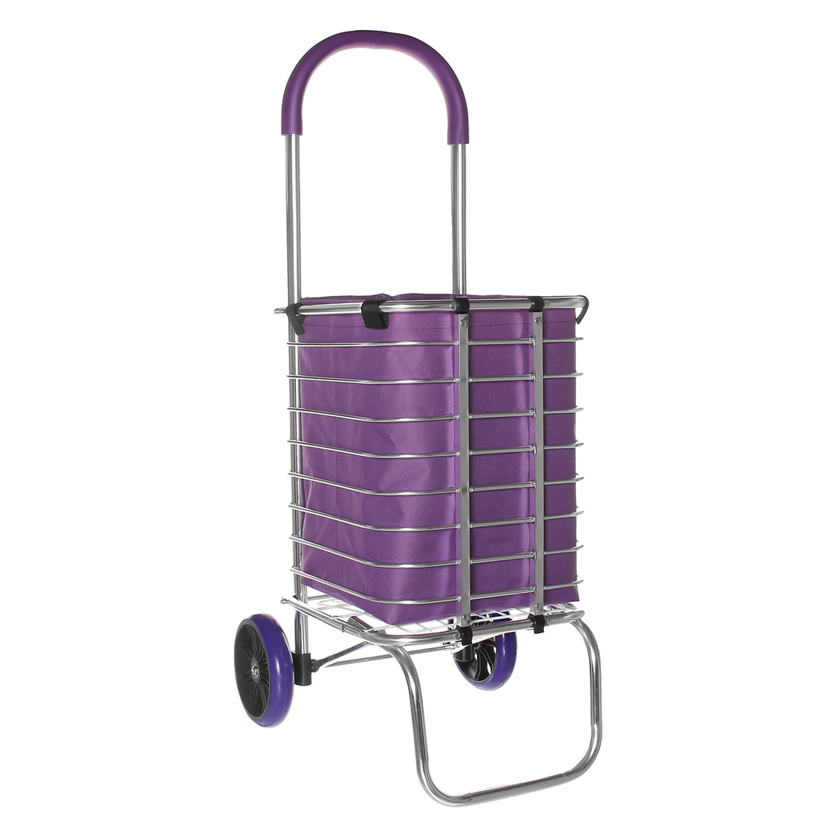 Collapsible Rolling Cart with Wheels for Shopping and Grocery, Folding  Utility Cart, Portable Rolling Laundry Basket, Foldable Roller Cart,  Purple, 