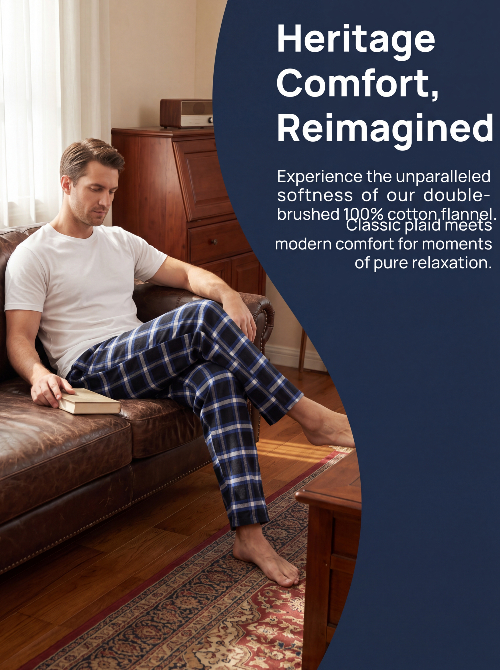 Xidunhg Men's Flannel Plaid Pajama Pants, 3-Pack photo 7