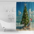 thumbnail image 4 of Extra Long Shower Curtain 72x84 Inch, Coastal Christmas Shower Curtain Waterproof Bathroom Decor Xmas Tree Beach Nuatical Fabric Bath Curtain Set Accessories with Hooks, 4 of 6