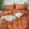thumbnail image 2 of MooMee Duvet Cover Set 100% Washed Cotton Linen Like Textured Breathable 3 Piece (Rust Brown, King), 2 of 5