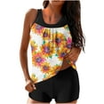 thumbnail image 1 of Trajes de Baño Modestos para las Mujeres Traje de Baño de Eslinga de Impresión de Hojas de Flores Multicolores, Cintura Alta Y Tops de Traje de Baño de Apoyo para las Mujeres, 1 of 6
