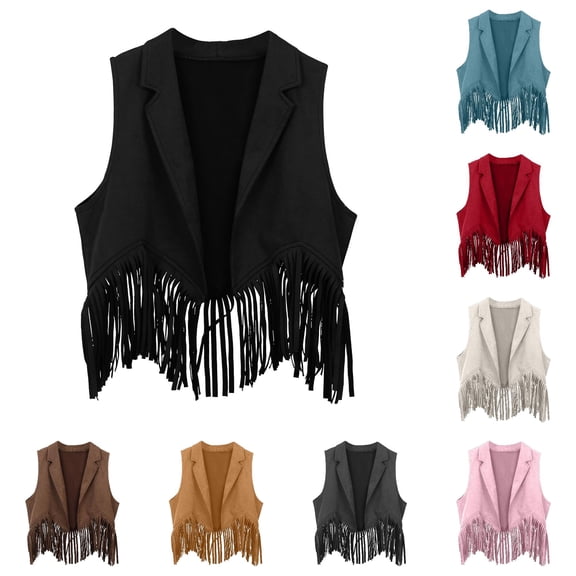 Cowgirls for Girls Western Sleeveless Fringe Vest Retro Hippie Outfit for Girls