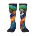 thumbnail image 2 of Lsque Vibrant Rainbow Parrot Fantasy Printed Crew Socks Men's Women's LightWeight Thin Casual Calf Socks ,Knee High Socks,Cotton Socks, 2 of 9