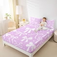 thumbnail image 4 of Feelyou Stars Bowknot Teens Twin Sheet Sets, Purple Cartoon Bow-tie Bedding, 3-Piece, 4 of 7