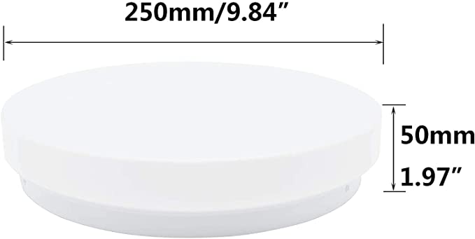 Depuley20W Led Flush Mount Ceiling Light Fixture, Waterproof Led Ceiling Lights, 10 Inch 6000K Daylight 1650lm 100W Equivalent Bathroom Ceiling Lamp for Kitchen, Laundry, Bedroom, Hallway, Non Dimmabl