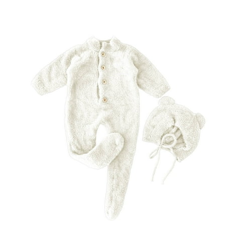 

nsendm Babies Going Home Outfit Babys Newborn Infant Girls Boys Animals Footed Solid Spring Boys Baptism Romper White 6-9 Months