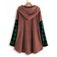 thumbnail image 4 of Womens Long Sleeve Fall Tops Cotton Plus Size Tops Women Casual Solid Color Plush Button Long Sleeve Hooded Plush Coat Top, 4 of 4
