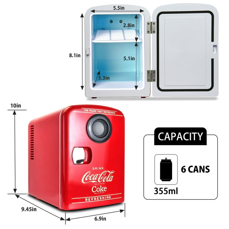 Free Shipping! Coca-Cola 6 Can Portable Cooler/Warmer Built-in