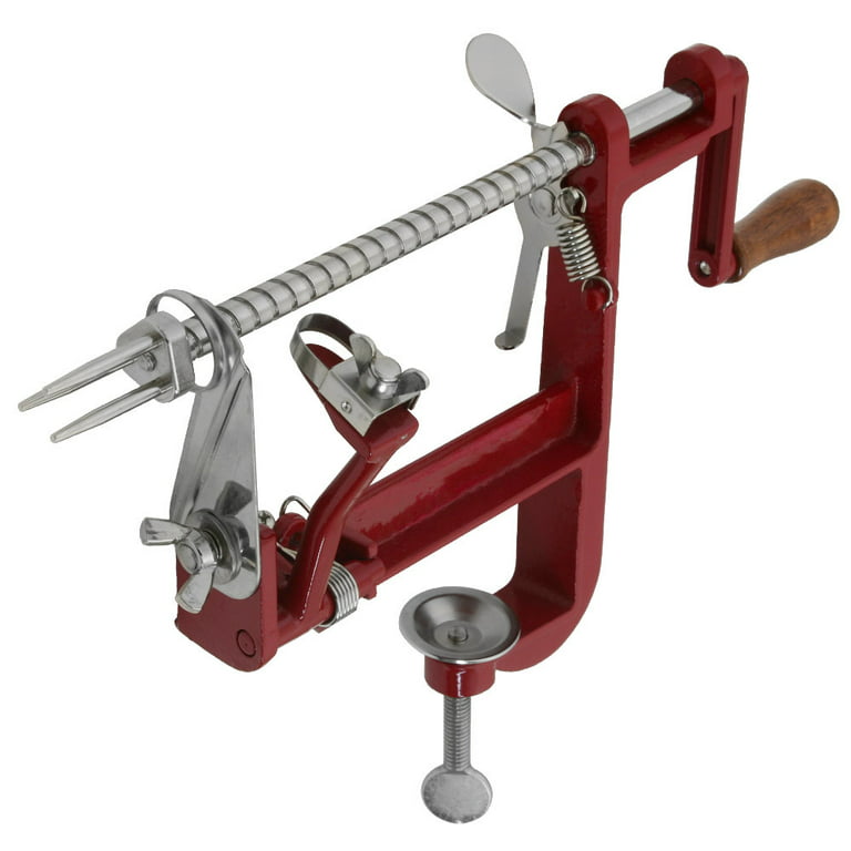 Johnny Apple Peeler with Clamp Base, Stainless Steel Blades, Red Cast Iron  Body , Apple Slicer, Corer, Parer and Pie Maker VKP1011 