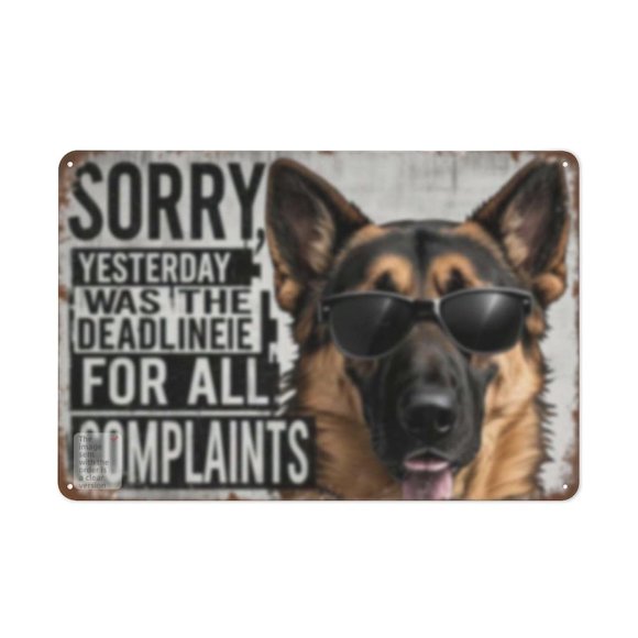 German Shepherd Complaint Joke Tin Sign, Fall Home Wall Decor Gift, 8×12 Inch
