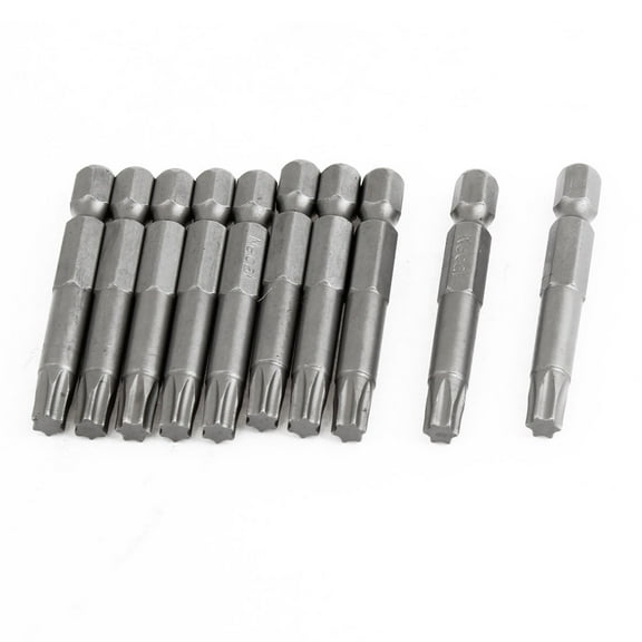 Unique Bargains 10 Pcs Magnetic 6mm Tip T30 8mm Hexagon Shank Metal Torx Screwdriver Bits