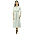 thumbnail image 6 of Phagun Women White Rayon Kurti Lace Work Chic Kurta Zipper Front Slit Tunic - 10, 6 of 7