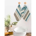 thumbnail image 2 of Turquoise Beige Dish Towels Set, Waffle Weave Kitchen Towels 3 Pieces, Boho Vertical Stripes Bohemian Retro Microfiber Hair Face Bath Tea Towel Absorbent Quick Drying Cleaning Dish Cloths, 12"x12", 2 of 7