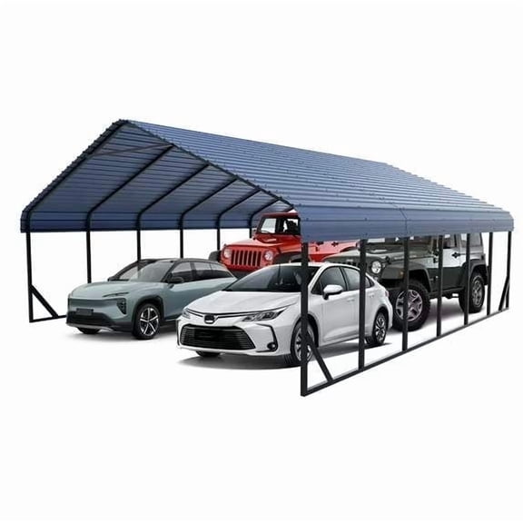 20x30 ft Portable Garage Heavy-Duty Metal Carport Canopy Kit, All-Weather Shelter with Reinforced Galvanized Steel Frame, Snow Load Rated for RV, Truck, Boat & 2 Car Storage, Multi-Use Party Tent