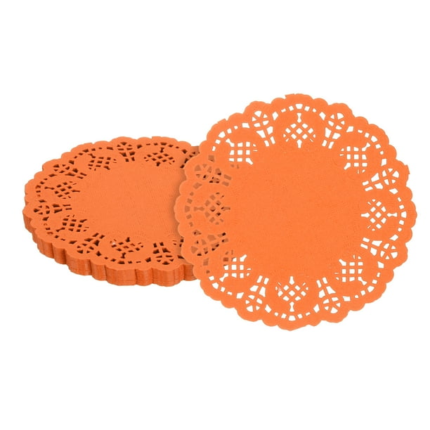 50 piezas de servilletas de papel, servilletas de papel de encaje de 3.5 pulgadas, manteles desechables de papel naranja