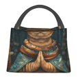 thumbnail image 2 of Vsdgher Surreal Meditating Cat Print Insulated Reusable Bags with Sturdy Zipper and Handles, Foldable Totes for Hot or Cold Food Bring or Delivery, 2 of 8