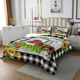 thumbnail image 2 of Farmhouse Bedspread Set, Rustic Windmill Coverlet Set Queen Size Teens,Farm Animal Cow Chicken Pig Quilt Set Western Vintage Barn Wooden Bed Set Wooden Board Country Bathroom Decor, 2 of 3