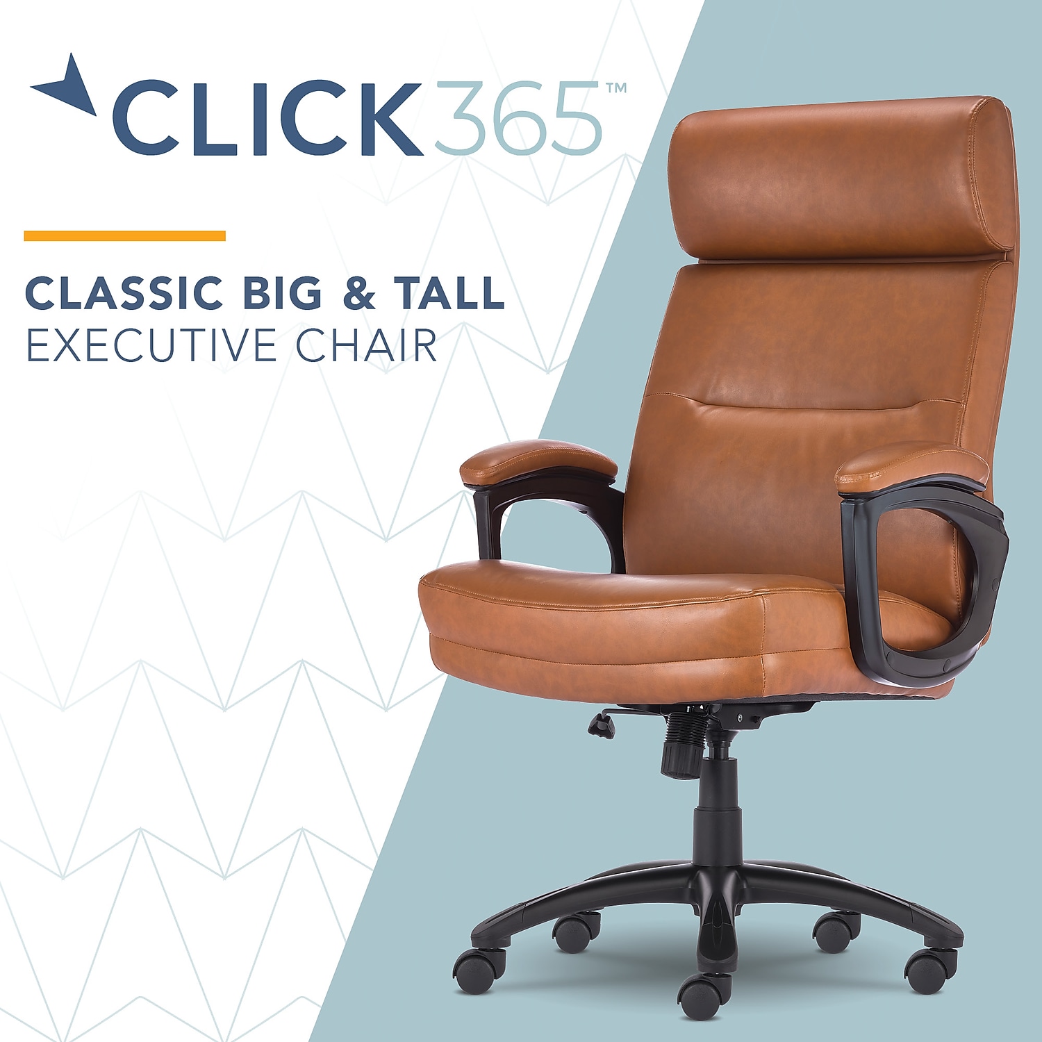 Click365 Classic Big & Tall Executive Office Chair Bonded Leather Cognac