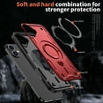 thumbnail image 2 of 360° Rotatable Magnetic Ring for iPhone 16 Case, Compatible with MagSafe [Non-Slip Texture Edge] [Built-in Kickstand] [Military Shockproof] Matte Soft TPU Bumper Ultra Slim, Red, 2 of 6