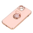 thumbnail image 2 of Funda para iPhone 13 con soporte de anillo chapado en oro rosa brillante, ultrafina, flexible, de TPU, color rosa claro, 2 of 14