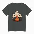 thumbnail image 5 of TOWED22 Toddler Kid Girls Halloween T-Shirt Dancing Skeleton Pumpkin Graphic Tee Shirt Short Sleeve Spooky Season Fall Tops,Grey,8-9 Y, 5 of 5