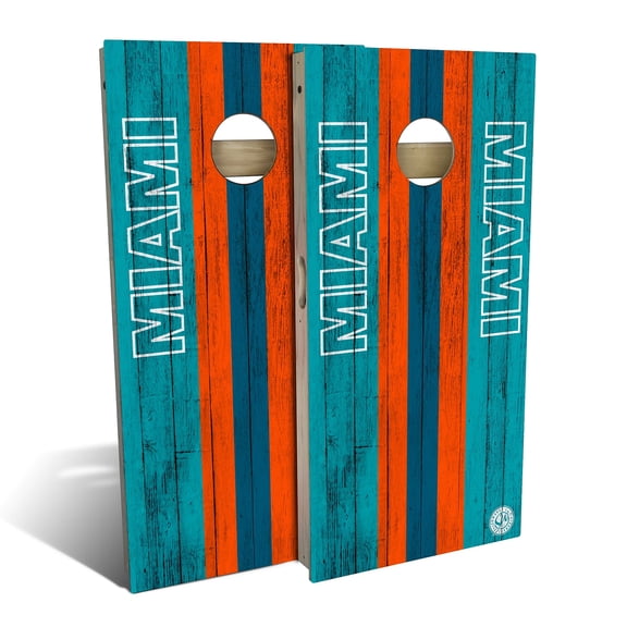 Skip's Garage | Miami Football Cornhole Board Set | Includes Boards & Bags | Choose Your Size & Accessories