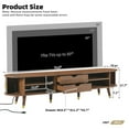 thumbnail image 2 of Wooden Oval TV Stand for TV up to 80", Entertainment Center with Charging Station, Mid-Century Media Console with Sliding Tambour Door & Gold Handle for Living Room, Walnut, 2 of 12