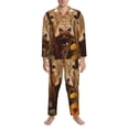 thumbnail image 3 of Lsque Vintage Sunflower Cow Pattern Long Sleeve Pajama Set for Men - Soft 2-Piece Sleepwear and Loungewear Set with Pockets, Comfy Nightwear-Medium, 3 of 7