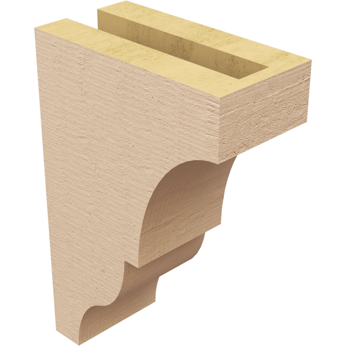 3"W x 6"D x 9"H Classic Asheboro Rough Cedar Woodgrain TimberThane Corbel, Primed Tan