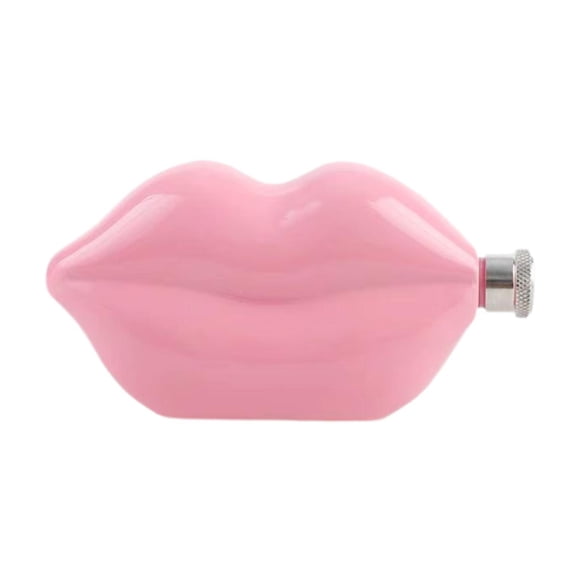 maskred Lip Shaped Flask 5oz Flask Stainless Steel Flask for Outdoor BBQ Backpacking Pink Pink 6.5x12.5x3.8cm