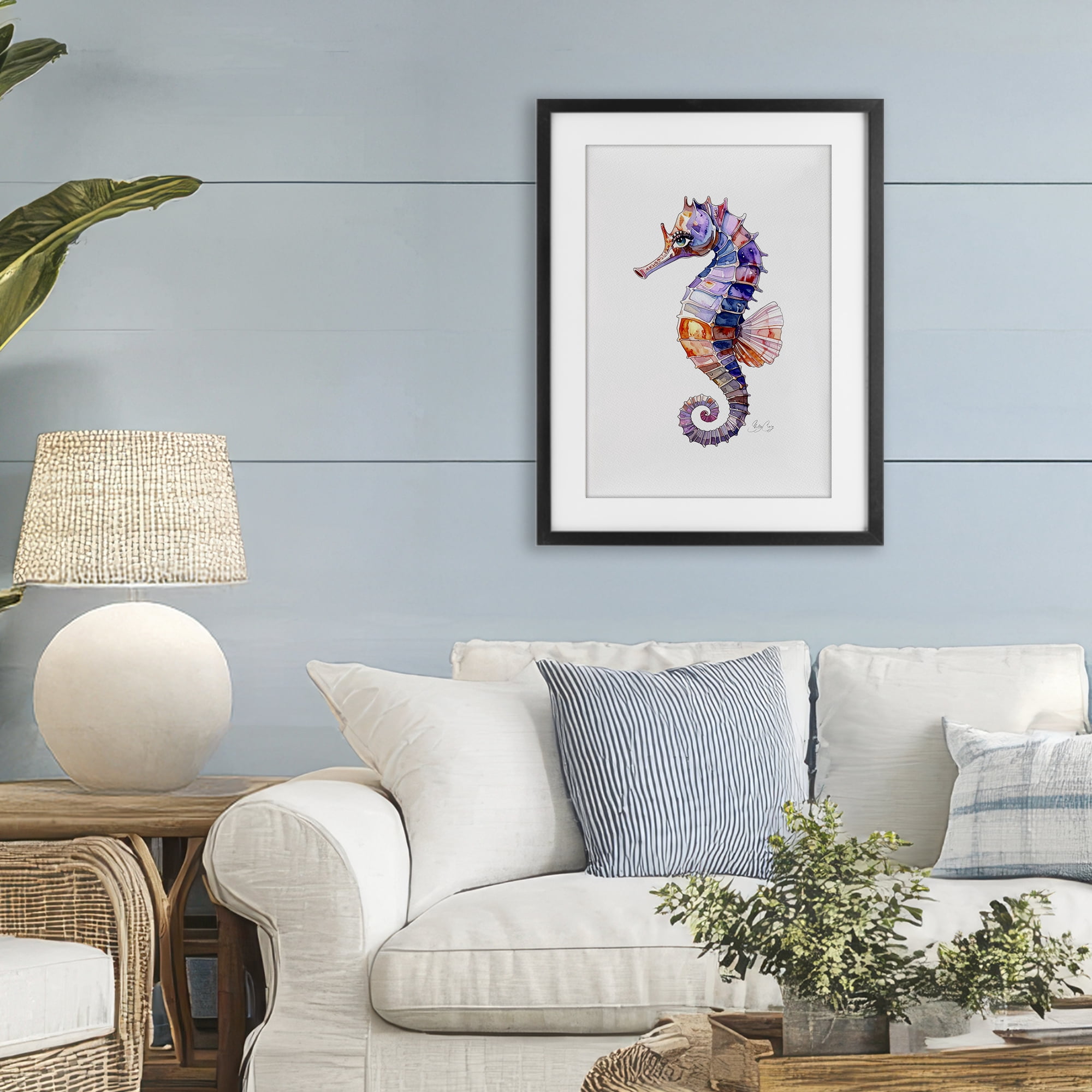 Stupell Industries Sea Whisper Seahorse Black Framed Print Under Glass, design by Shelly Craig
