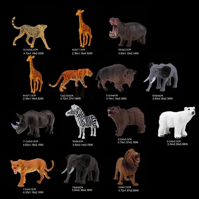 Juego de Mini juguetes de animales de la selva para niños, 13 Uds., animales salvajes realistas de PVC, juguetes de aprendizaje, figurita de animales, modelo de juguete para niños