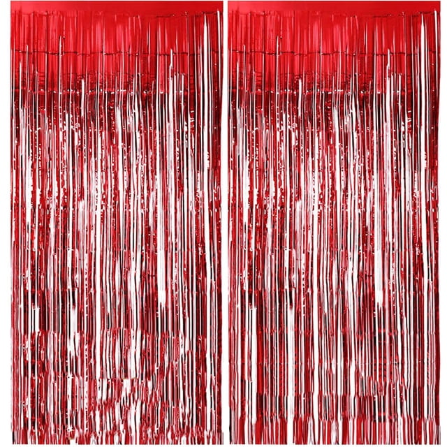 2 Piezas Cortinas con Flecos de Aluminio, Cortinas de Oropel Metálico con Oropel Dorado, Fondo Fotográfico para Bodas, Compromiso, Despedida de Soltera, Cumpleaños, Despedida de Soltera, Decoración