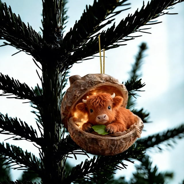 Adornos navideños de animales del bosque | Decoraciones navideñas de acrílico de 8 cm | Juego de 1 colgante de animal para árbol, corona o guirnalda | Regalo de decoración festiva para el hogar