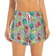 thumbnail image 2 of Yiaed Cute Dinosaur Print Women's Running Shorts with Liner 3 Zipper Pockets Elastic Workout Athletic Gym Yoga Shorts-Medium, 2 of 7