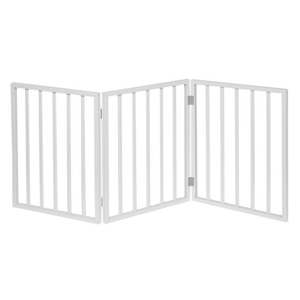 Tri Fold Folding Dog Gate Fence, Wooden Dog Gate For Stairs