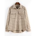 thumbnail image 2 of Women's Plaid Long Sleeve Button Down Wool Blend Shirt Jacket Blouse, 2 of 5