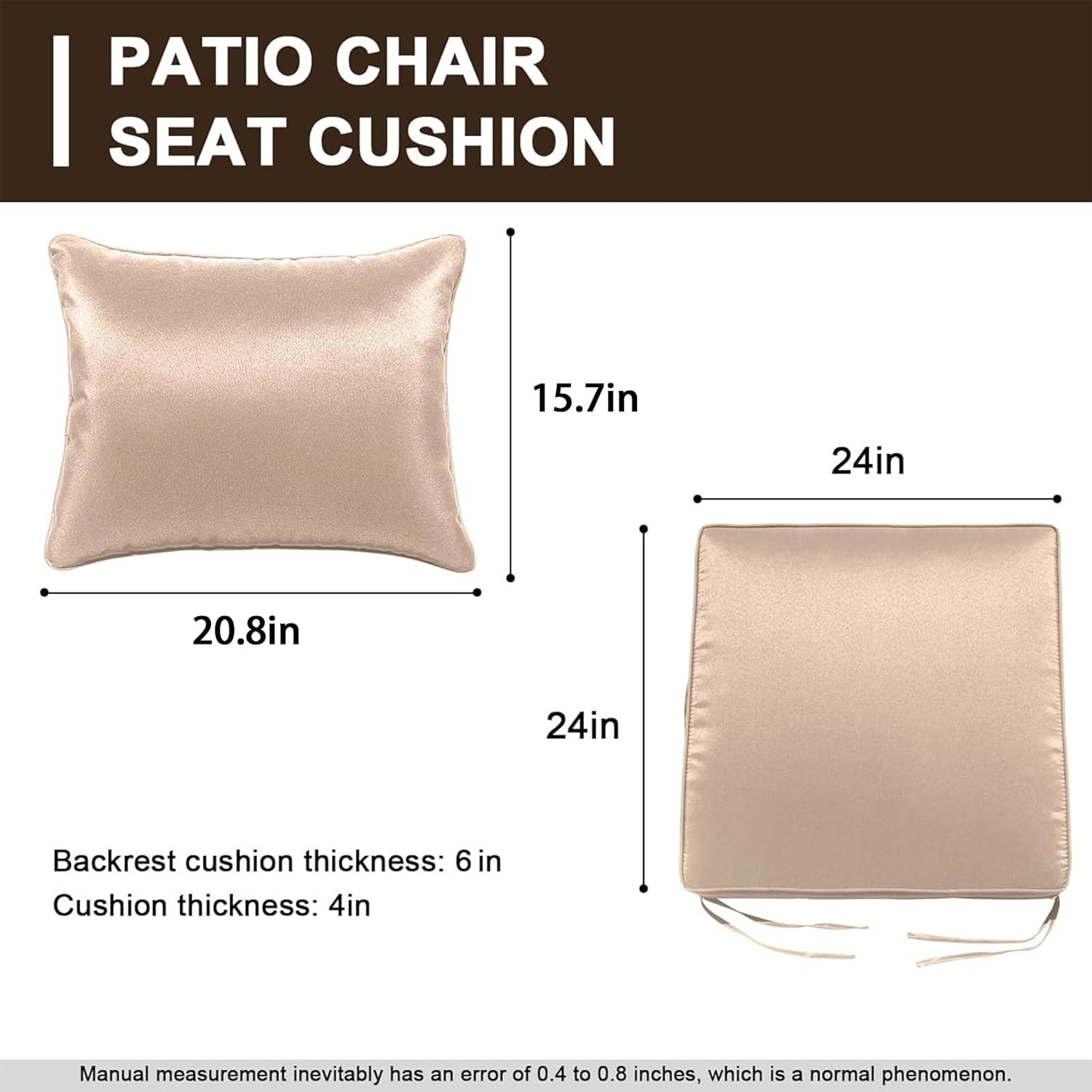FKS LIFE Outdoor Patio Chair Cushions Set 24 L X 24 W X 4 H Waterproof & Fade Resistant Deep Seat and Back Cushions with Removable Covers Outdoor Seat Cushion Set for Chairs and Sofas