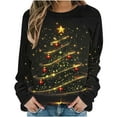 thumbnail image 2 of FDGIU Women's Christmas Graphic Tunic Tops - Soft Long Sleeve Crewneck Blouses with Xmas Tree Prints, Holiday Party Tees, 2 of 6