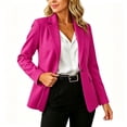 thumbnail image 2 of vdgthytj Blazer for Women Long Sleeve Lapel Collar Open Front Button Business Casual Formal Work Jackets(3X-Large,Hot Pink), 2 of 7