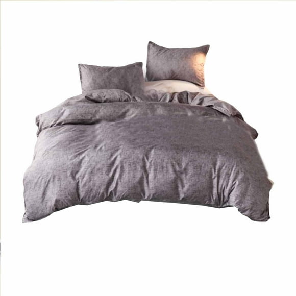 Grey Bedding Set 3 Piece Polyester Plain Color Comforter With Pillowcases Fade Resistant Easy Care Machine Washable For Home Bedroom And Dorm