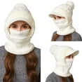 thumbnail image 4 of 3 In 1 Beanie Hat With Scarf And Mask Cozy Womens Scarves Soft Face Masks Scarfs Warm Winter Clothing Beanies Hats White, 4 of 9
