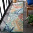 thumbnail image 3 of SAFAVIEH Cabana Oakley Botanical Indoor/Outdoor Runner Rug, Green/Rust, 2' x 6'7", 3 of 12