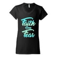 thumbnail image 2 of Wild Bobby, Faith Over Fear, Inspirational/Christian, Women Standard V-Neck Tee, Black, Small, 2 of 4