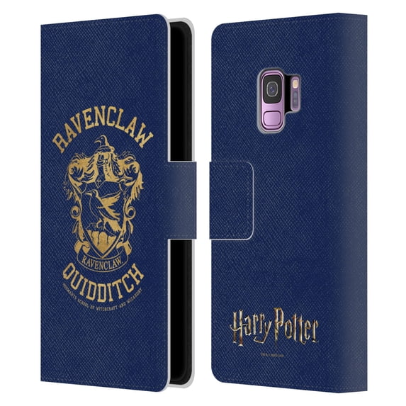 Head Case Designs Officially Licensed Harry Potter Deathly Hallows X Ravenclaw Quidditch Leather Book Wallet Case Cover Compatible with Samsung Galaxy S9
