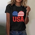 thumbnail image 5 of Htigea Patriotic Shirts for Women Fourth of July Cotton Short Sleeve Top USA Flag Graphic Tees Star Striped 250th Anniversary T-Shirts ZD Black T-Shirts L, 5 of 7