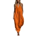 thumbnail image 6 of Puyaiuu Women Slimming V Neck Sleeveless Solid Maxi Dress With Side Pockets Casual Daily Sundress Orange M Gift, 6 of 6