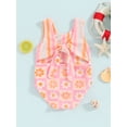 thumbnail image 3 of Toddler Baby Girls Swimsuit Floral Print Shoulder Straps Beachwear Sleeveless Ruffles Summer Beach Bathing Suit, 3 of 8