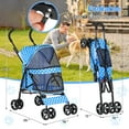 thumbnail image 5 of Pet Stroller for Small Dogs & Cats, 10-22lbs, Blue Polka Dots, Rear Storage, 5 of 6