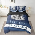 thumbnail image 2 of Erosebridal SIndianapolis Bedding Sets King Size,Navy Blue Green Stripes Comforter Sets with Sheets,Rugby Helmet Bed in a Bag King Size,Stylish Living Room Decoration Reversible,7-Piece, 2 of 6